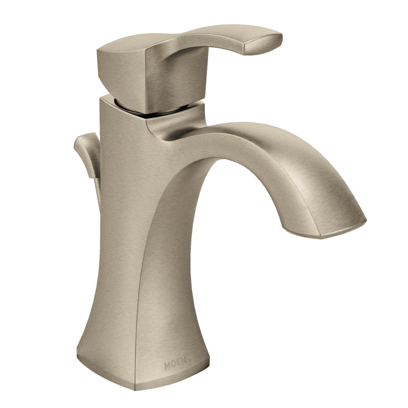 Moen Voss Single Handle High Arc Single Hole Bathroom Sink Faucet, Brushed Nickel J1