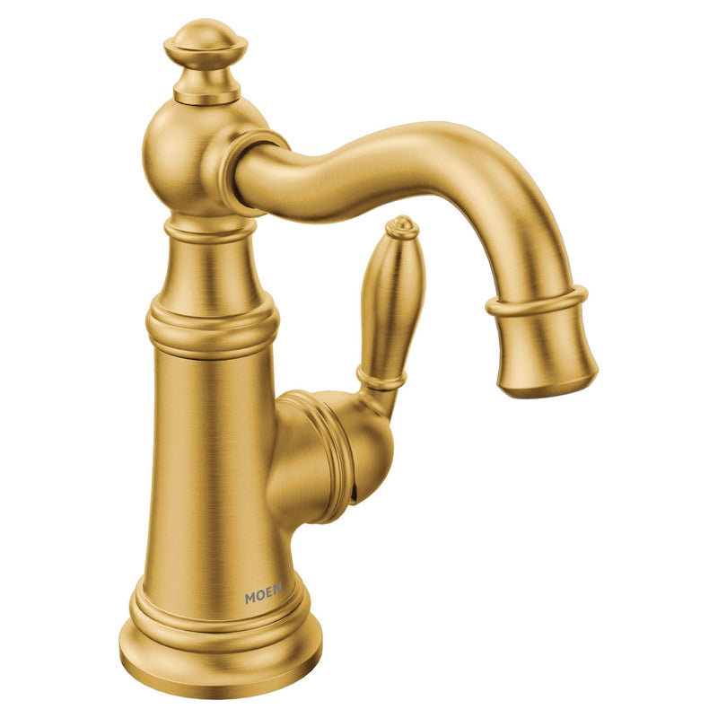Moen Weymouth Single Handle Single Hole Bathroom Sink Faucet, WaterSense Certified, Brushed Gold R8