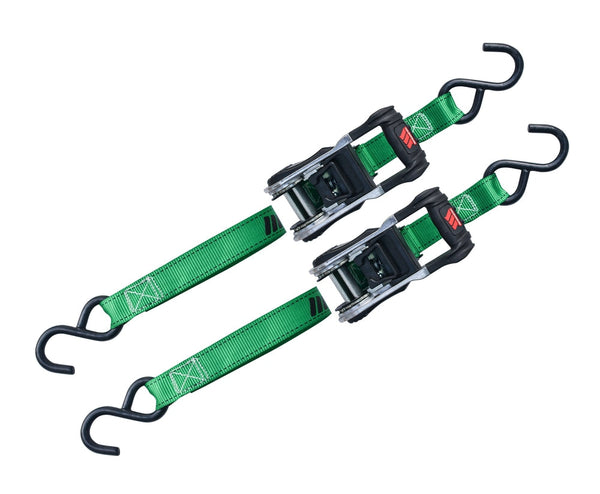 MotoMaster 1,500-lb Ratchet Tie Down Straps, with Padded Handle, 1-in x 10-ft, 2-pk T9