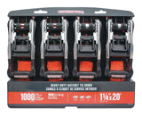 MotoMaster 3,000-lb Heavy Duty Ratchet Tie Down Straps, Extra Long, 1.25-in x 20-ft, 4-pk