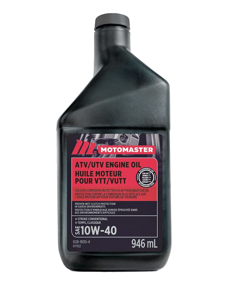 MotoMaster 4-Stroke Premium ATV/UTV Engine Oil 10W40, 946-mL B2