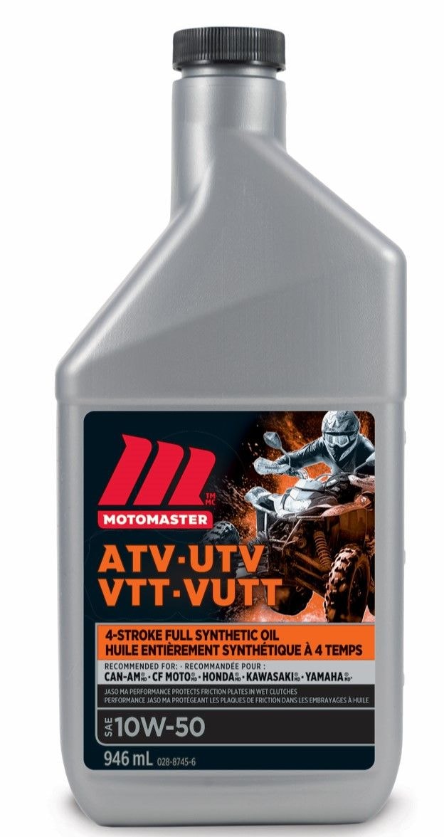 MotoMaster 4-Stroke Synthetic ATV/UTV Engine Oil 10W50, 946-mL C3
