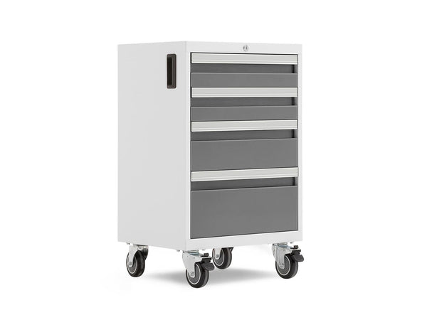 NewAge Bold 3.0 Series Lockable 4-Drawer Rolling Tool Cabinet, Fully-Welded, 600-lb Capacity, White/Platinum, 21-in F0