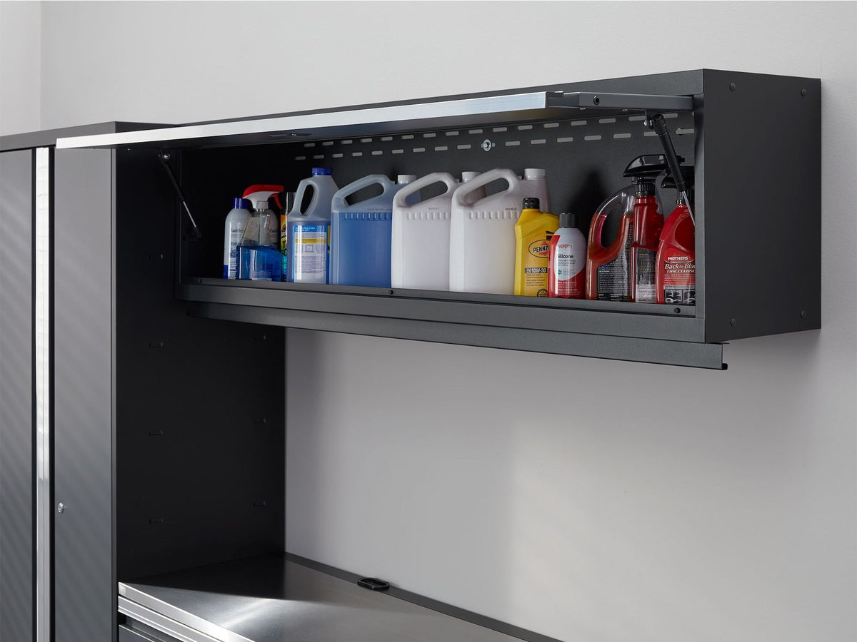 NewAge Bold 3.0 Series Lockable Steel Garage Cabinetry Set with Stainless Steel Top, Grey, 120-in x 18-in x 72-in, 5-pc