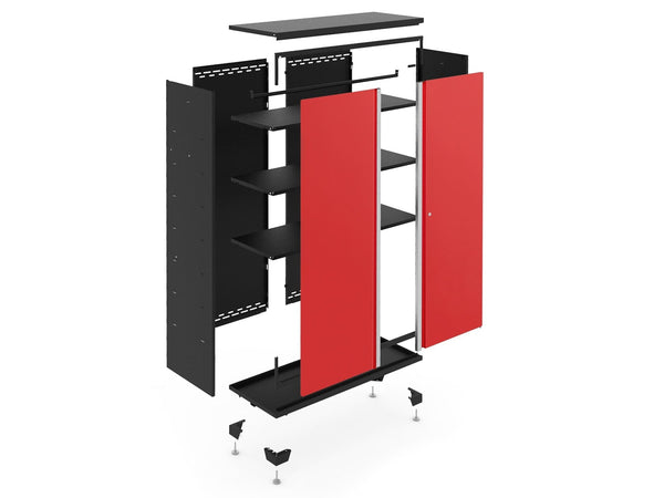 NewAge Bold Series 24-Gauge Steel RTA Storage Locker with 3 Shelves, Black/Red, 30-in D8