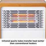 NOMA 3-Setting Cabinet Heater with Child Lock, Quartz and Radiant Heating, Wood Grain Finish