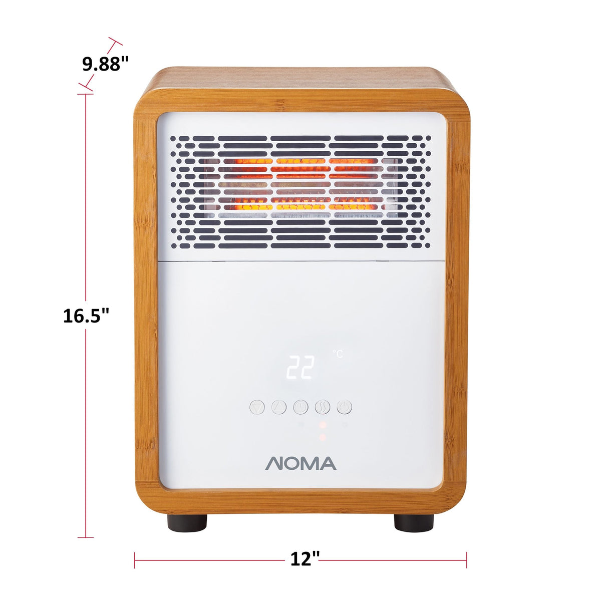 NOMA 3-Setting Cabinet Heater with Child Lock, Quartz and Radiant Heating, Wood Grain Finish