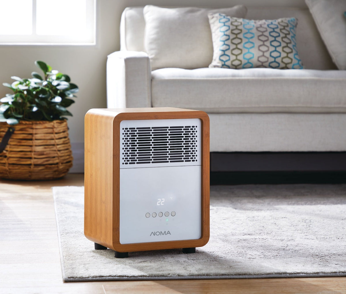 NOMA 3-Setting Cabinet Heater with Child Lock, Quartz and Radiant Heating, Wood Grain Finish