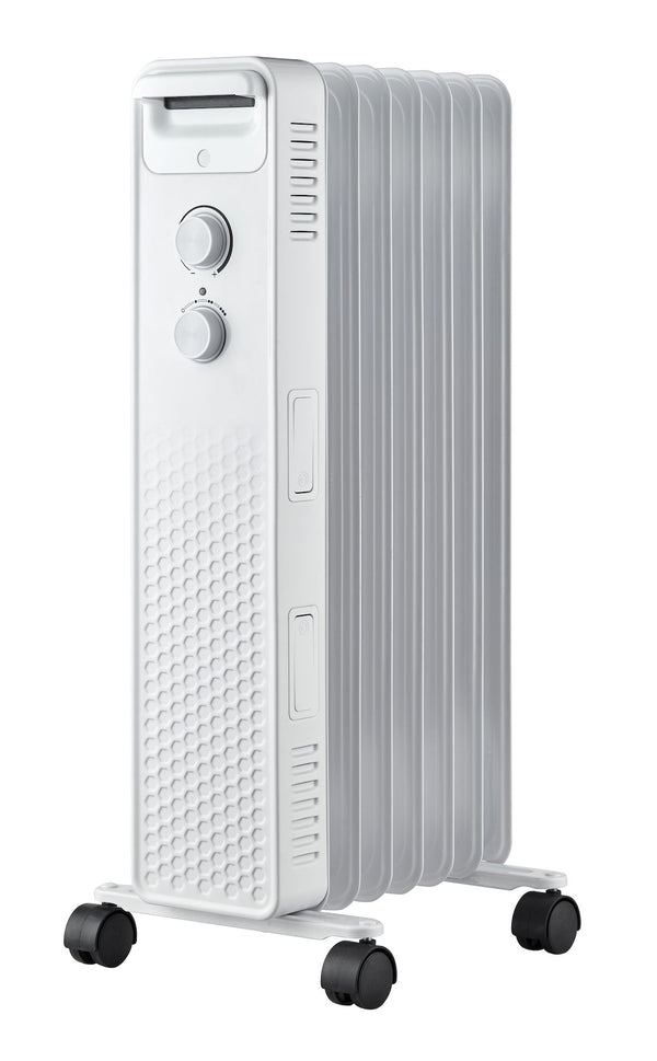 NOMA 3-Setting Mechanical Oil Filled Heater with Adjustable Thermostat, Castors & Handle, 1500W, White Q1