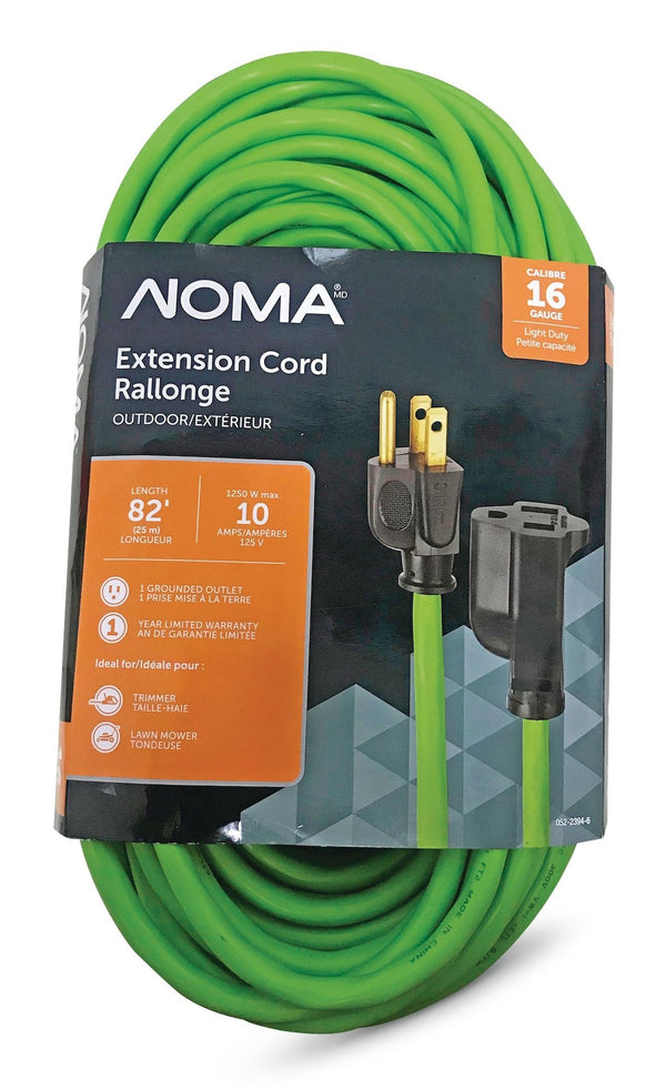 NOMA 82-ft 16/3 Outdoor Extension Cord with Grounded Outlet, Lime Green L3