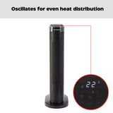 NOMA Digital Tower Ceramic Heater withRemote Control & Thermostat, 1500W, White, 24-in