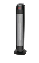 NOMA Oscillating Tower Ceramic Heater withRemote Control & Thermostat, 1500W, Black, 24-in
