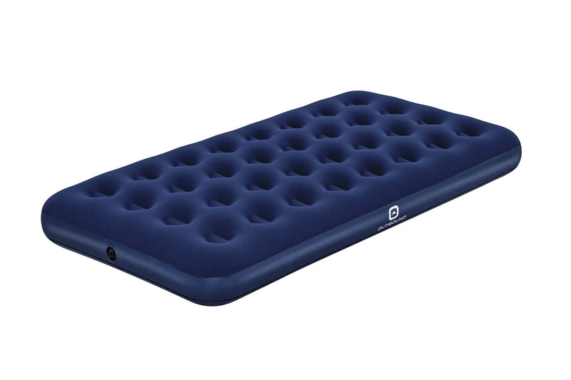 Outbound Flocked Top Twin Single-High Inflatable Air Mattress/Airbed with Repair Kit, Blue D0