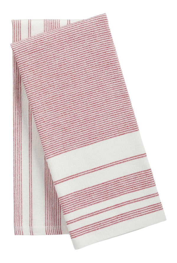 PADERNO All-Purpose Striped Flatweave Terry Kitchen Towels, Red, 2-pk I6