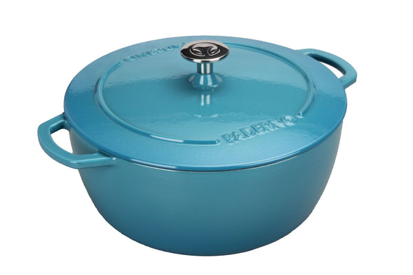 PADERNO Cast Iron Dutch Oven, Atlantic Blue, 6.6-L V7