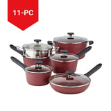 PADERNO Classic Cookware Set, Non-Stick, Maroon, 11-pc