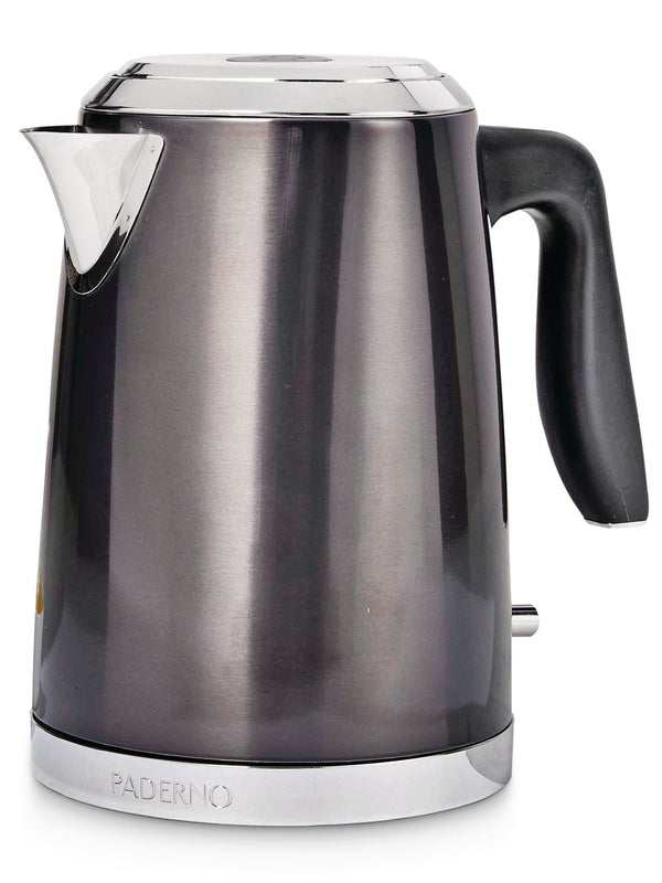 PADERNO Cordless Electric Kettle with Auto Shut Off, Black Stainless Steel, 1.7L R5