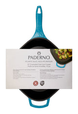 PADERNO Enameled Cast Iron Frying Pan, Turquoise Blue, 10-in