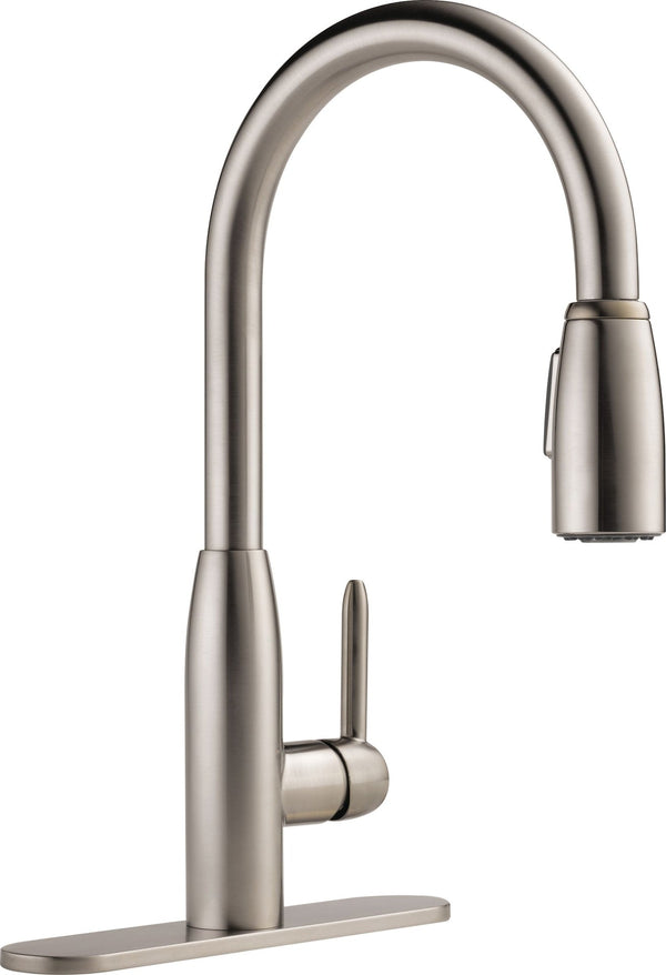 Peerless Tunbridge Single Handle High Arc Pull Down Kitchen Faucet, Stainless Steel F9