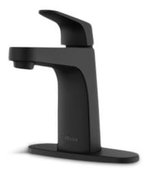 Pfister Matlock Single Handle High Arc Single Hole 4-in Centreset Bathroom Sink Faucet, Push & Seal Drain, Matte Black K2