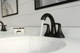 Pfister Rancho Double Handle 4-in Centreset Bathroom Sink Faucet Push & Seal Drain, WaterSense Certified, Matte Black