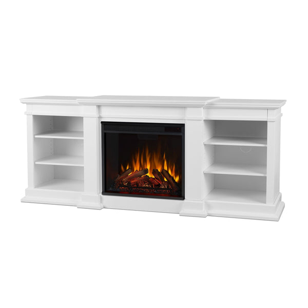 Real Flame Fresno Electric Media Indoor Electric Fireplace TV Stand, 72-in, 1500W, White J2