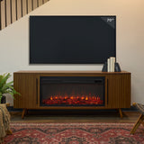 Real Flame Morris Media Indoor Electric Fireplace TV Stand, 72-in, 1500W, Includes Remote Control & Firebox, Vintage Black Maple