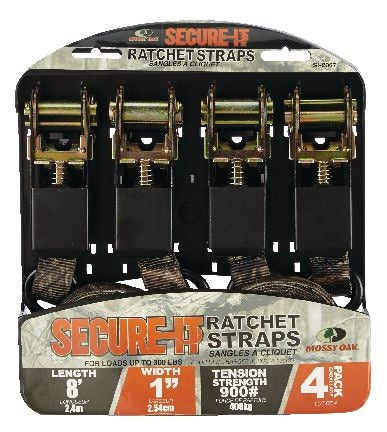 RPS Ratchet Tie-Down Straps, 1-in x 8-ft (2.54 cm x 2.4 m), 4-pk Z1