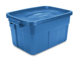 Rubbermaid Roughneck Stackable Storage Box with Lid, 53-L, Blue