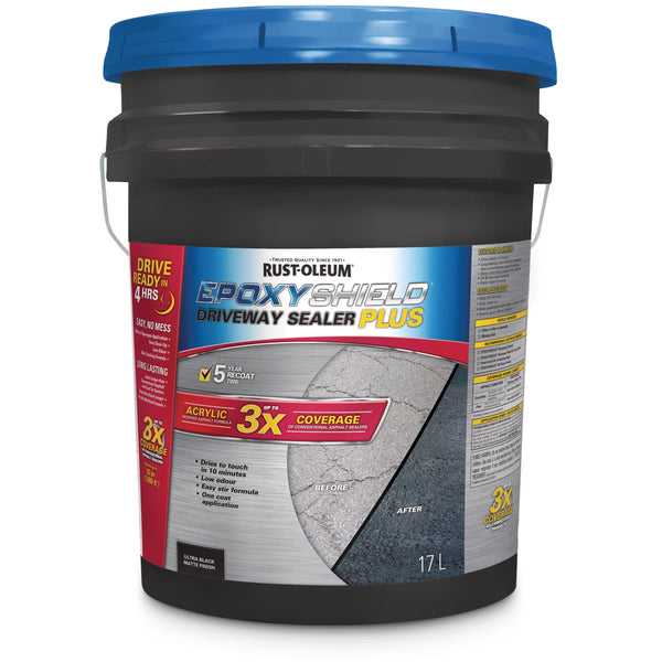 Rust-Oleum Epoxy Shield Asphalt Driveway Sealer Plus, 1000 sq. ft Coverage, Black, 17-L V0
