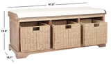 Safavieh Lonan Wicker Storage Bench, Grey Wash/White, 16.1-in x 47-in x 19.9-in