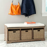 Safavieh Lonan Wicker Storage Bench, Grey Wash/White, 16.1-in x 47-in x 19.9-in