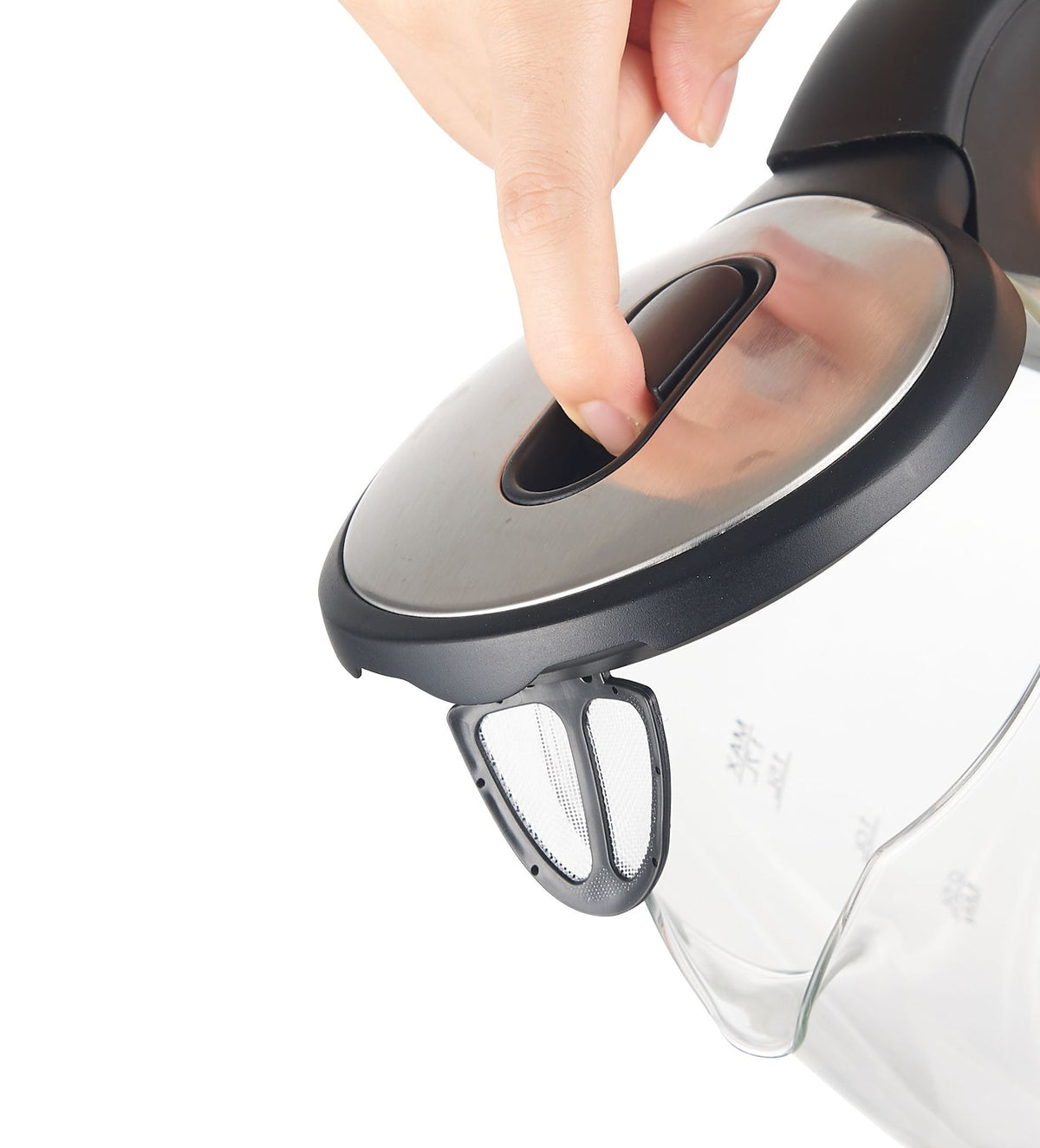Salton Cordless Electric Glass Kettle with Auto Shut Off, Black/Stainless Steel, 1.7-L