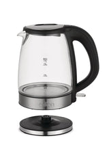 Salton Cordless Electric Glass Kettle with Auto Shut Off, Black/Stainless Steel, 1.7-L