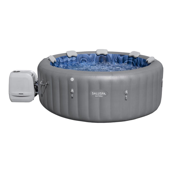 Salu Spa Santorini Grey 7-Person Luxe HydroJet Pro Round Smart Spa, 85-in x 31.5-in R2