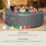 Salu Spa Santorini Grey 7-Person Luxe HydroJet Pro Round Smart Spa, 85-in x 31.5-in