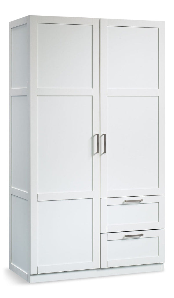 Sauder 2 Door 2 Drawer Wardrobe, White T0