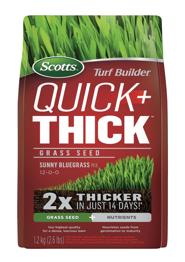 Scotts Turf Builder Quick + Thick Grass Seed Sunny Bluegrass Mix, 12-0-0, 1.2-kg S4