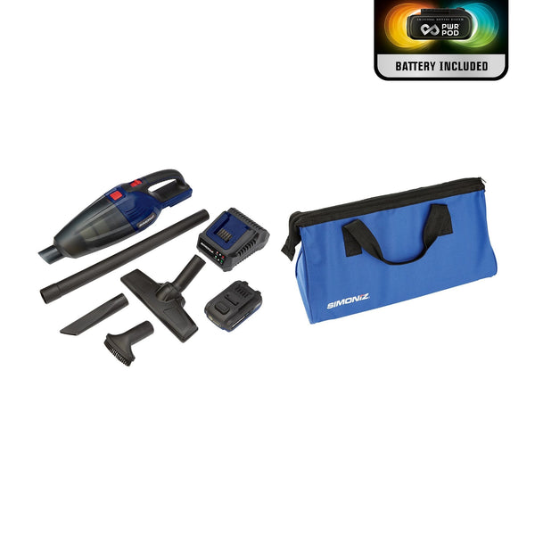 Simoniz 20V Max Cordless Car Hand Vacuum with PWR POD 2.0 Ah battery X3