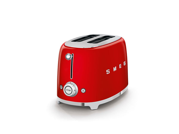 Smeg 50's Retro Style Wide Slot Pop Up Electric Toaster with 6 Settings, 2-Slice, Red T0