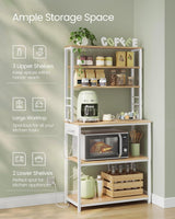 Songmics Home Oak/White Baker's Rack with 4 AC Outlets