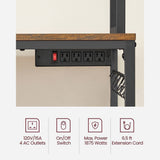 Songmics Home Rustic Brown Baker's Rack with Charging Station