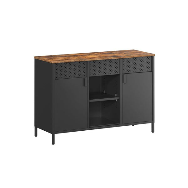 Songmics Home Rustic Brown/Black Metal Buffet Cabinet J2