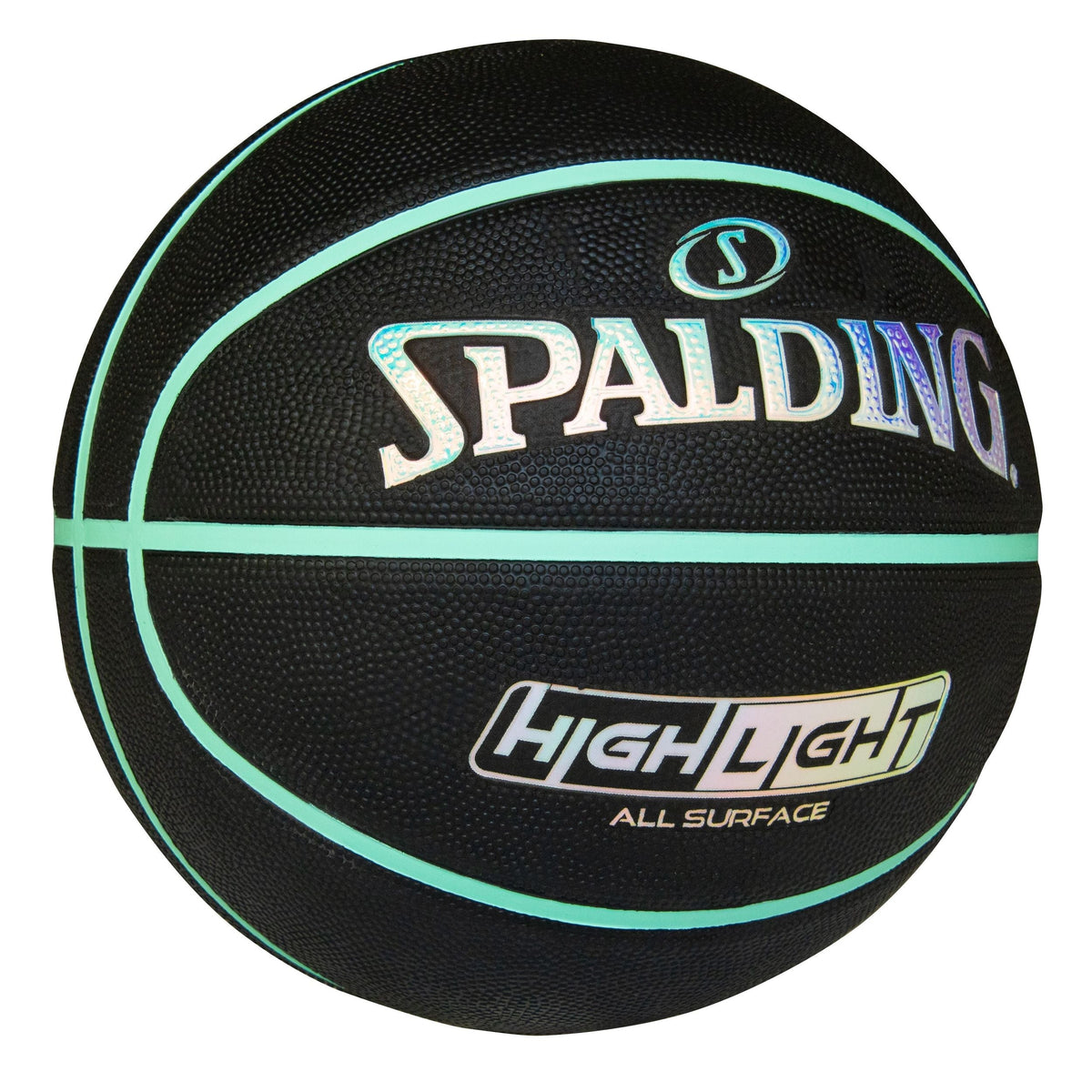 Spalding Highlight Foil Basketball, Black/Mint, Size 7