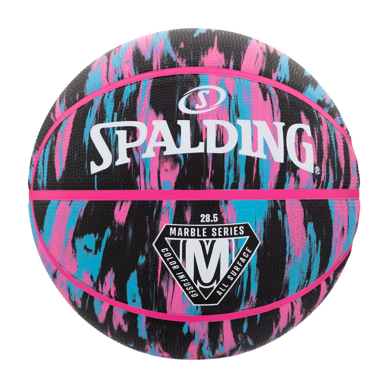 Spalding Marble Series 4Her Outdoor Rubber Basketball, Size 6 (28.5-in), Black/Pink, O8