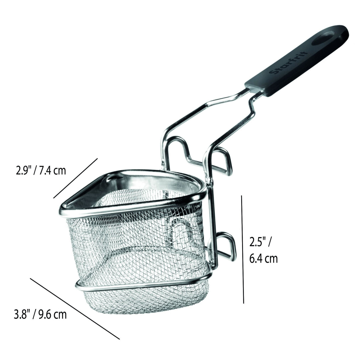Starfrit Stainless Steel 2-Way Draining Fondue Cooking Basket with Heat-Resistant Handle, 3.7-in