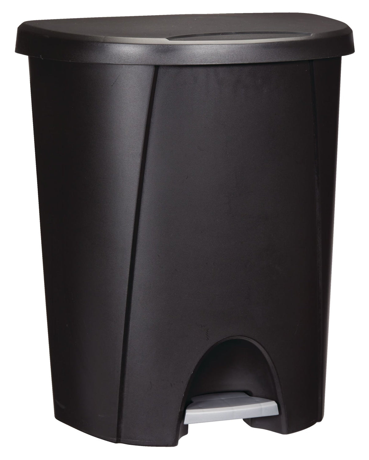 Sterilite Plastic D-Shaped Step Garbage Can, Black, 25-L
