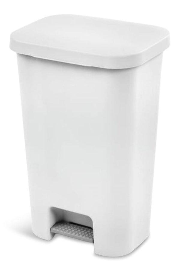 Sterilite Plastic Rectangular Step Garbage Can, White, 45-L X3