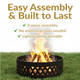 Sunnydaze Decor Cut Out Wood-Burning Fire Ring, 36-in