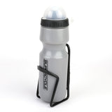 Supercycle Wide Mouth Self-Sealing Bike Water Bottle withCage/Holder, BPA Free, Silver, 21-oz